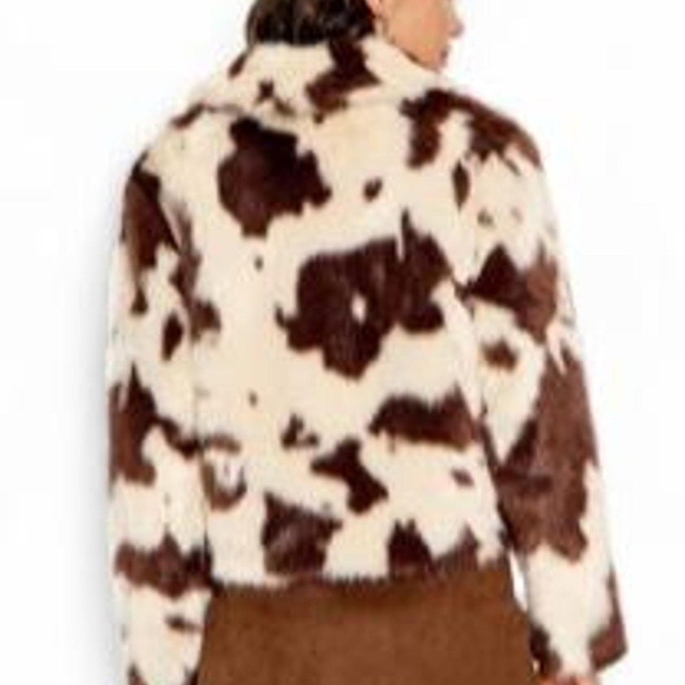 Wild Fable Women's Faux Fur Faux Cowhide Print Jacket - Picture 4 of 8